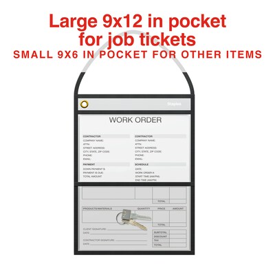 Staples Heavyweight Stitched Job Ticket Holder, 9" x 12", Clear, 15/Pack (ST63077)