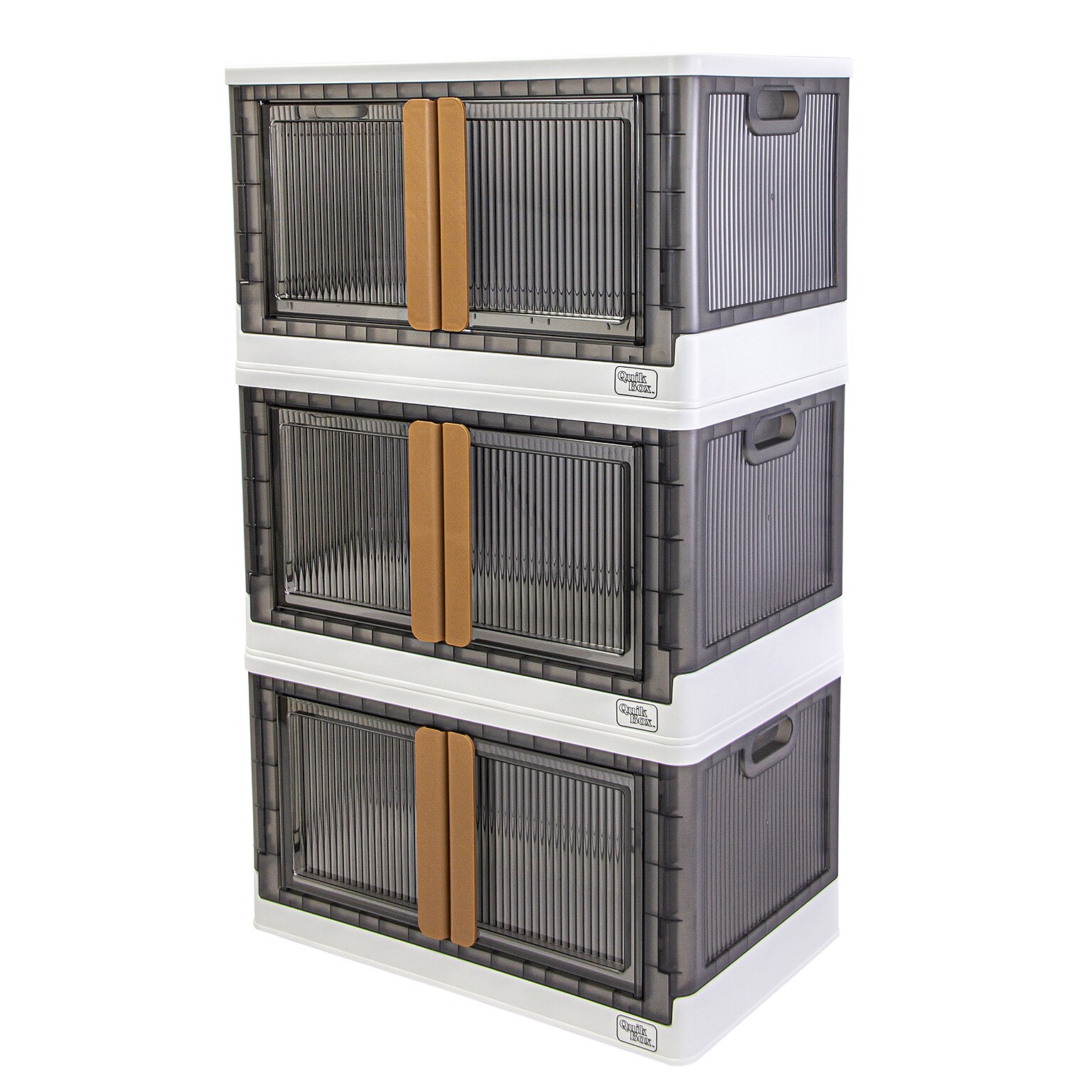 Dbest Quik Box Large Stackable Folding Plastic Storage Bin, 40 x 30 x 30, 76 Qt., White, 3/Pack (01-991)