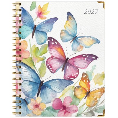 2027 Excello Brands Fashion Planner 8.5" x 11" Calendar Year Weekly & Monthly, Hardcover, Watercolor Butterflies