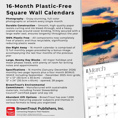 2026 BrownTrout Kansas Wild & Scenic 12" x 12" Monthly Wall Calendar (9798330704026)