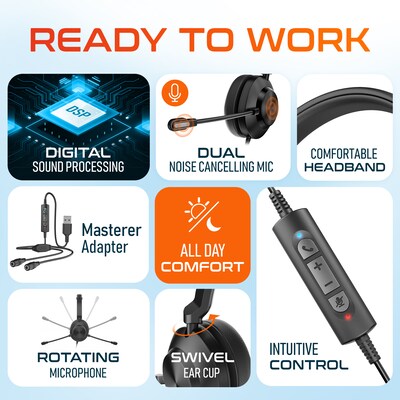 Delton T30Y Training Headset with Master Adapter, Computer Headset Splitter Training Supervising Coaching Bundle (DWHT230Y)