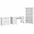 Bush Furniture Key West 54W Computer Desk Bundle, Pure White Oak (KWS009WT)