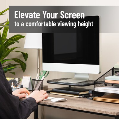 Mind Reader Ventilated Monitor Stand, Holds up to 44 lbs., Metal, Black, 2/Pack (2METMONST-BLK)