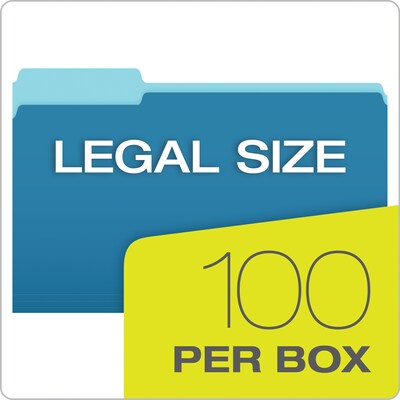 Pendaflex Recycled File Folder, 1/3-Cut Tab, Legal Size, Assorted, 100/Box (43501/3ASST)