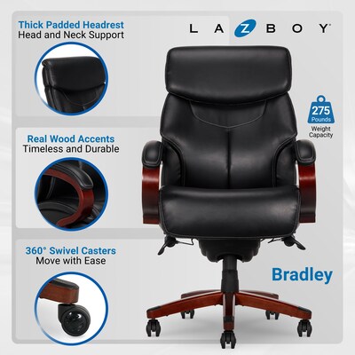 La-Z-Boy Bradley Bonded Leather Executive Chair, Black (46089-CC)