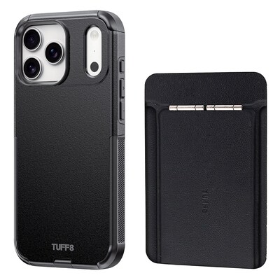 TUFF8 Impact MagSafe Rugged Phone Case for iPhone 18 Pro Max with Foldable Origami Wallet Stand, Black (KITLIB18PRO04)