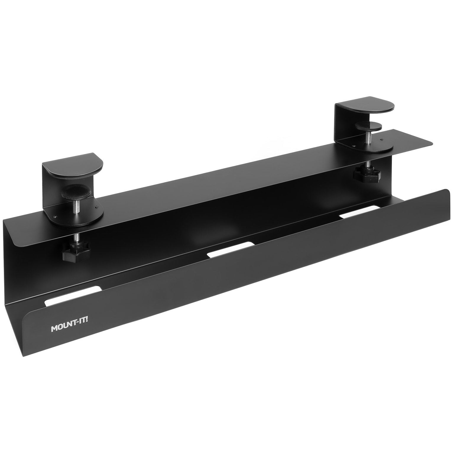 Mount-It! Clamp-on Under Desk Cable Management Tray, Holds up to 11 lbs., Matte Black (MI-7286BLK)