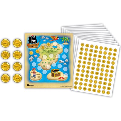 Teacher Created Resources Treasure Hunt Reward Trackers with Stickers, 5.25 x 6, Multicolored, 3 P