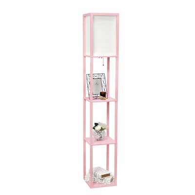 Simple Designs Etagere Organizer 62.5" Floor Lamp with Rectangular Shade, Light Pink (LF1014-LPK-CCLB)