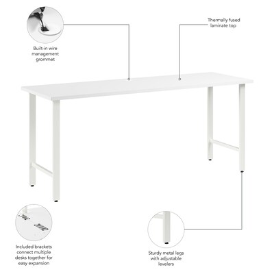 Bush Business Furniture Hustle 72"W Computer Desk with Metal Legs, White (HUD172WH)