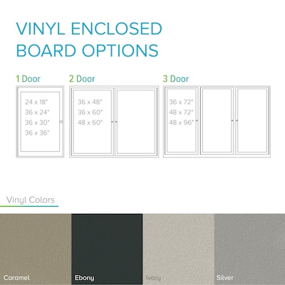 Ghent 2 Door Enclosed Vinyl Bulletin Board, Satin Aluminum Frame, 3'H x 4'W, Silver, (GHEPA23648VX193)