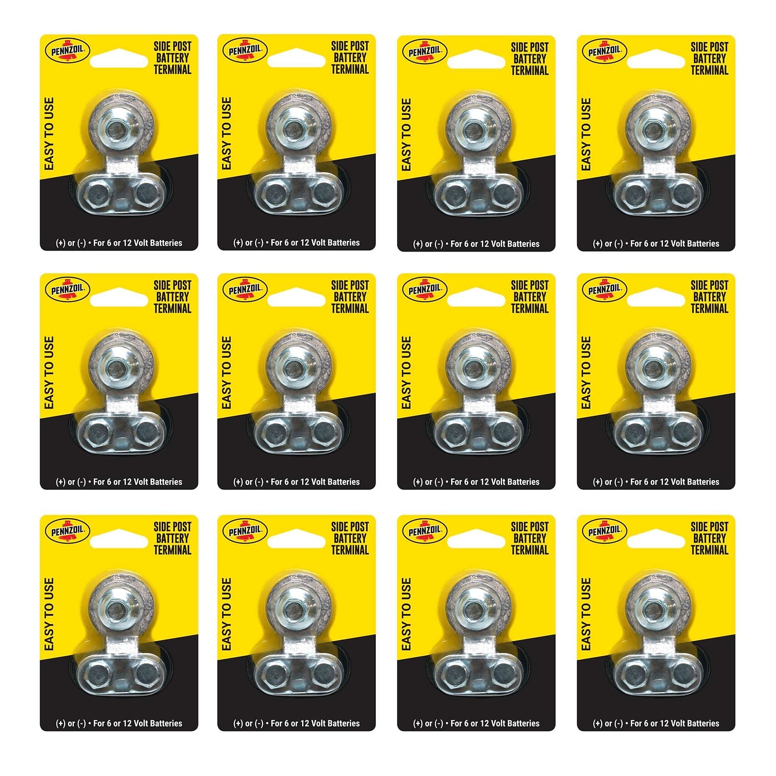 Pennzoil Side Post Battery Terminal, Silver, 12/Pack, 12 Packs/Carton (14828)