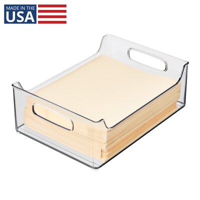 iDESIGN Small Stackable Plastic Storage Bin with Handles, Clear (73330)