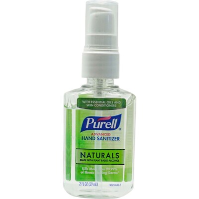 Purell Naturals Advanced Hand Sanitizer 2 oz Pump, 12 Bottles/Bag, 12 Bags/Carton