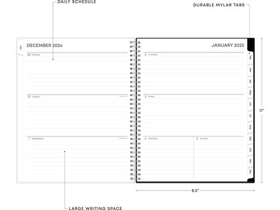 2025 Blue Sky Analeis 8.5" x 11" Weekly & Monthly Planner, Plastic Cover, White/Black (100001-25)