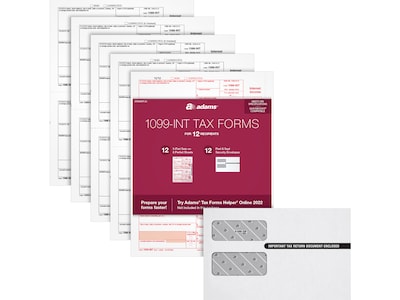 Adams 2022 1099-INT Tax Form, 5-Part, 12/Pack (STAX5INT-22)