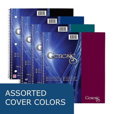 Roaring Spring Paper Products 1-Subject Notebooks, 9 x 11, College Ruled, 100 Sheets, Assorted Col