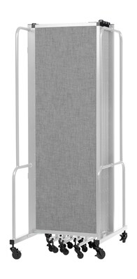 National Public Seating Robo Series 9-Panel Folding Mobile Room Divider, 72H x 210W, Grey Fabric (RDG6-9PT02)