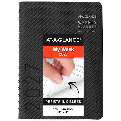 2027 AT-A-GLANCE Contemporary 5 x 8 Weekly & Monthly Planner, Faux Leather Cover, Charcoal (70-100X-45-27)