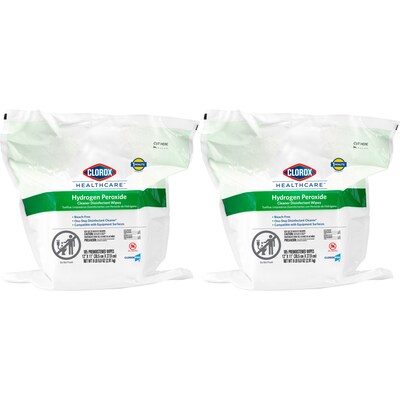 Clorox Healthcare Hydrogen Peroxide Cleaner Disinfectant Wipes Refill, 185 Wipes/Container, 2/Carton (30827)