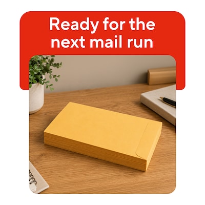 Staples Gummed Kraft Catalog Envelopes, 6" x 9", Brown, 500/Box (ST381944-CC)