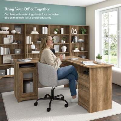 Bush Furniture Cabot 60"W Wood L-Shaped Computer Desk, Reclaimed Pine (WC31530K)