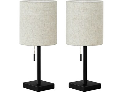 Monarch Specialties Inc. Incandescent Table Lamp, Matte Black/Beige, 2/Set (I 9650)