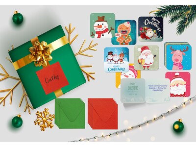 Better Office Mini Christmas Cards, 3" x 3", 25/Pack (64652-25PK)