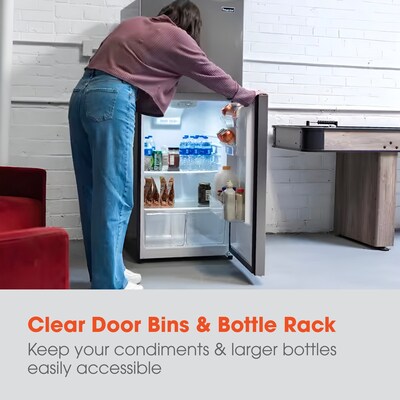 Magic Chef Refrigerator w/Freezer, 10.1 Cu. Ft., Platinum Steel (HMDR1000ST)