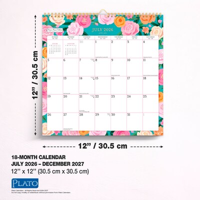2026-2027 Plato Bonnie Marcus 12" x 12" Academic Monthly Wall Calendar (9798330708192)