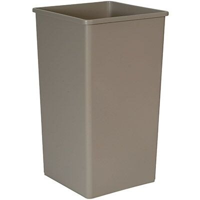 Rubbermiad Rigid Waste Receptacles, 50 Gallon, Beige, 19 1/2W x 19 1/2D x 34 1/4H