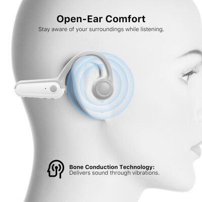 Open-Ear Bone Conduction Headphones Neckband Open-Ear Design IPX5 Sweat Resistant Gray