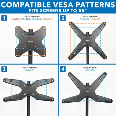 Mount-It! Full Motion TV Pole Mount for 32" to 55" TVs, Holds up to 55 lbs. Max., Black (MI-391XL)