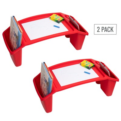 Mind Reader 10.75" x 22.25" Plastic Kids' Lap Desk Activity Tray, Red, 2/Pack (2KIDLAP-RED)