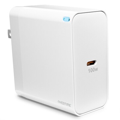 Overtime W49 100W USB-C Fast Wall Charger for Laptops and Phones with GaN 3 Technology, White (OCW49WH)