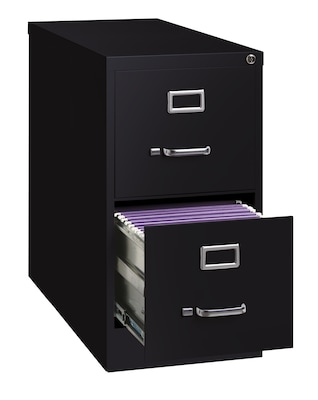 Hirsh Commercial 2-Drawer Vertical File Cabinet, Letter Size, Lockable, 28.375"H x 15"W x 26.5"D, Black (14101)
