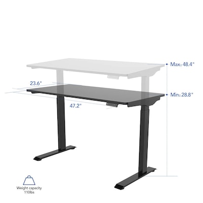FlexiSpot Vici 48"W Electric Rectangular Adjustable Standing Desk, Black (E9B-4824)