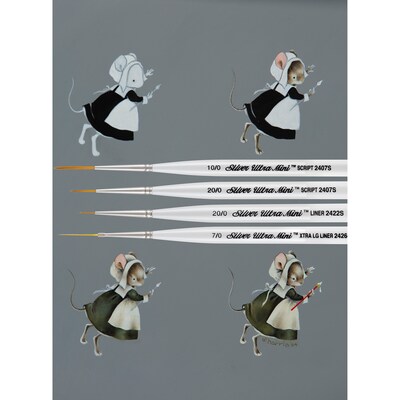 Silver Brush Ultra Mini Detail, 4 /Pack (SLVUMS2445S)