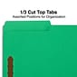 Quill Brand®  1/3-Cut  Fastener Folders, 2-Fasteners, Legal, Assorted Tabs, Green, 50/Box (7358GN)