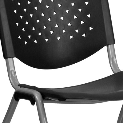 Flash Furniture HERCULES Series Plastic Stack Chair, Black (RUTF01ABK)