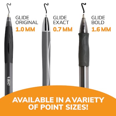 BIC Glide Retractable Ballpoint Pen, Medium Point, Black Ink, Dozen (14347/VCG11BK)