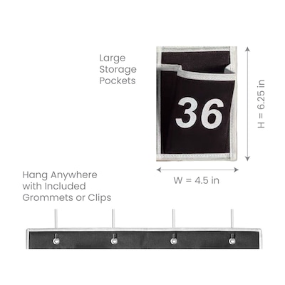Kore Design Non-Woven Fabric Hanging Classroom Cell Phone Organizer, 38.5" x 25.7" x 0.5", Black (KD-PS3625)