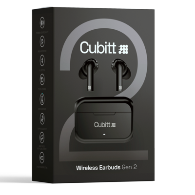 Cubitt Gen 2 Wireless Active Noise Canceling Earbuds, Bluetooth, Black (CTEG2-1)
