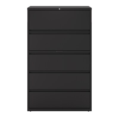 Quill Brand® HL8000 Commercial 5 File Drawers Lateral File Cabinet, Locking, Black, Letter/Legal, 42