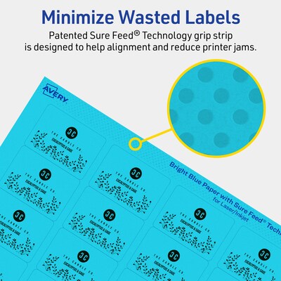 Avery Rectangle Multipurpose Labels, 1.25" x 1.75", Bright Blue, 2560/Box (94226)