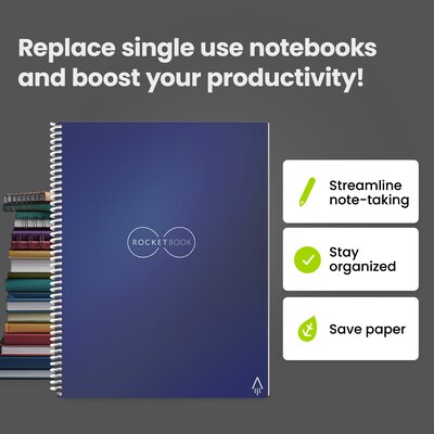 Rocketbook Core 1-Subject Smart Notebook, 8.5" x 11", Dotted, 32 Sheets, Blue (EVR-L-K-CDF)