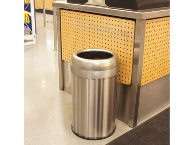 HLS Commercial Stainless Steel Trash Can with Open Lid, 13-Gallon, Silver (HLS13STR)