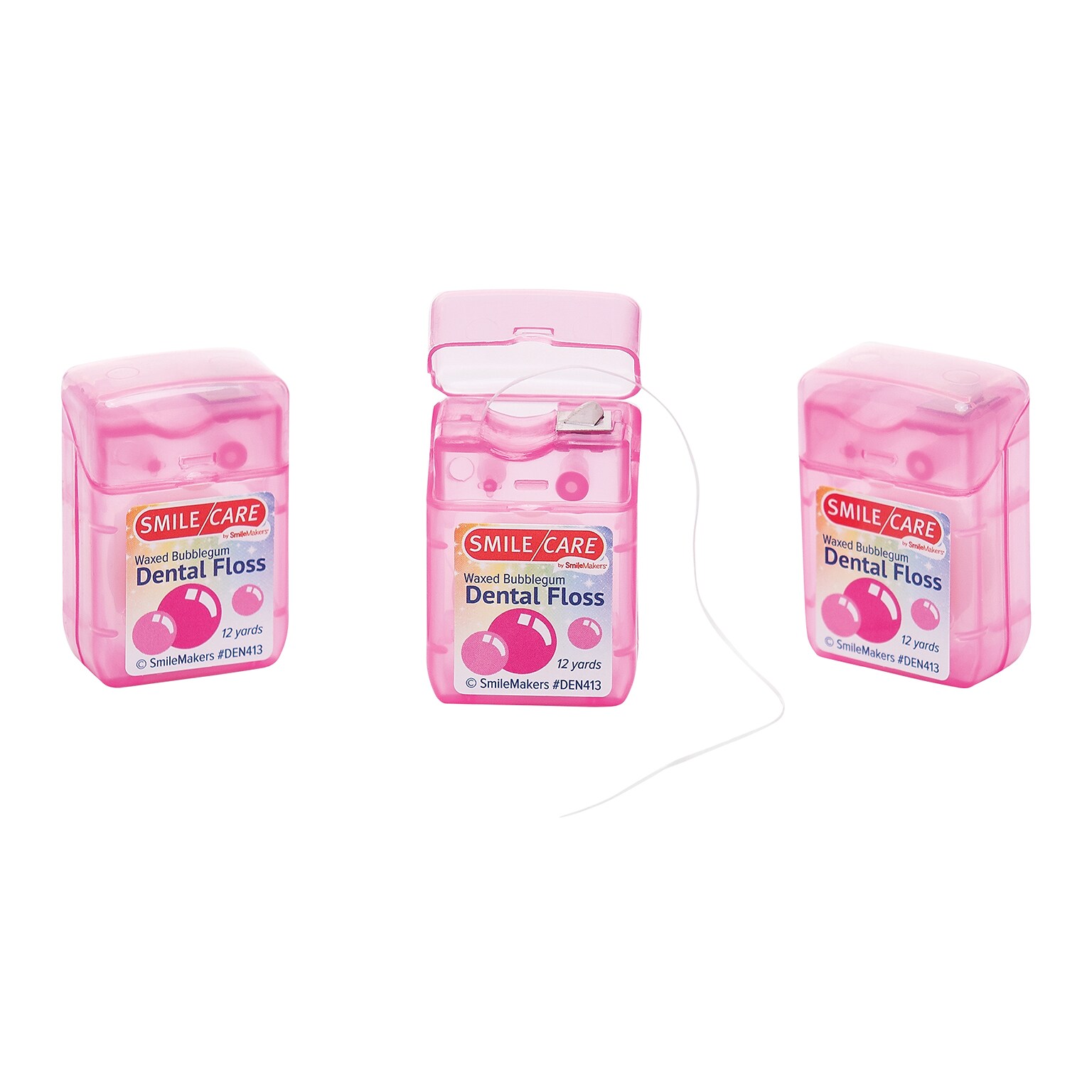 SmileMakers Dental Floss, Bubblegum, 12 Yards, 144/Carton (DEN413)