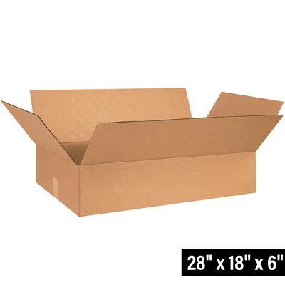 Flat Corrugated Boxes, 28 x 18 x 6, Kraft, 20/Bundle (28186)