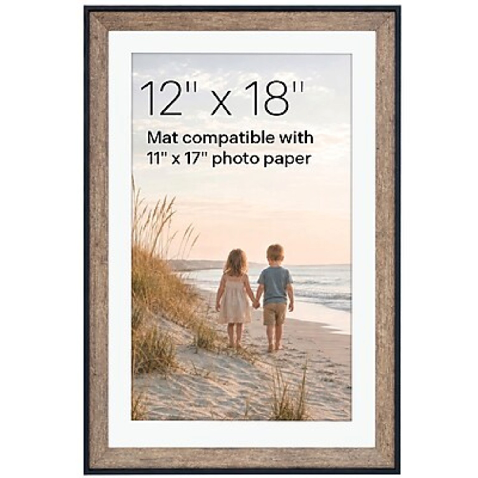 Excello Brands 12 x 18 Wood Picture Frame, Black/Brown (PF-1218-TWTN)